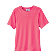 Silverts SV24710 Womens Soft Embroidered Adaptive Top-Pink-Medium