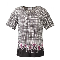 Silverts SV24780 Womens Adaptive Fashion Top Short Sleeve-Pink Flower-XL