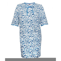 Silverts SV26000 Pretty Cotton Hospital Gown With Snaps-Blue Paisley-Extra Large