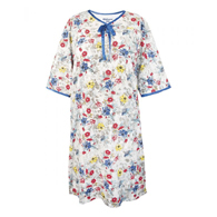 Silverts SV26000 Pretty Cotton Hospital Gown With Snaps-Floral Chain-Extra Large