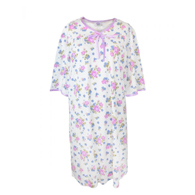 Silverts SV26000 Pretty Cotton Hospital Gown With Snaps-Rose Print-Small