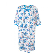 Silverts SV26000 Pretty Cotton Hospital Gown With Snaps-Blue Floral-Extra Large