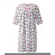 Silverts SV26000 Pretty Cotton Hospital Gown With Snaps-Pink Rose-Medium