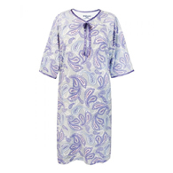 Silverts SV26000 Pretty Cotton Hospital Gown With Snaps-Purple Paisley-Large
