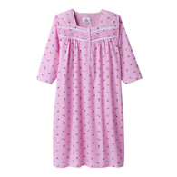 Silverts SV26320 Comfy 3/4 Long Sleeve Hospital Gowns For Women-Pink Dot-Medium