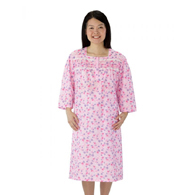 Silverts SV26320 Comfy 3/4 Long Sleeve Hospital Gowns For Women-Pink Tulip-Med