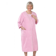 Silverts SV26450 Womens Adaptive Fleece Housecoat-Pink-Extra Large
