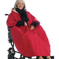 Silverts SV27000 Warm Wheelchair Cape For Women With Hood-Red-One