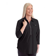 Silverts SV41030 Womens Zip-Front Top For Self-Dressing-Black-Small