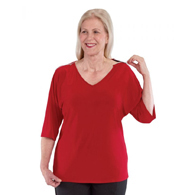 Silverts SV41060 Independent Dressing Zip-Shoulders Top For Women-Candy Apple-XL