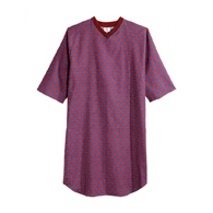 Silverts SV50120 Mens Flannel Hospital Gowns-Red/Navy-Small