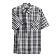 Silverts SV50700 Mens Short Sleeve Adaptive Shirts-Black Check-Small