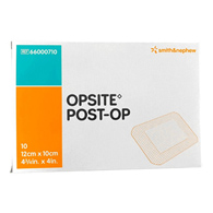 OpSite Post Op Smith & Nephew 66000710-OpSite Post Op Transparent Film Dressing with Pad, 4-3/4 x 4 in, Transparent (BX/10)
