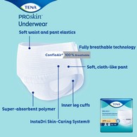 Tena ProSkin Plus 72633 Fully Breathable Absorbent Underwear, Large (CS)