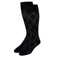 TOUCH 1014BL-L Men's Knee-High Compression Socks - Modern Argyle - 15-20 mmHg - Black - LGE