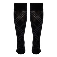 TOUCH 1014BL-L Men's Knee-High Compression Socks - Modern Argyle - 15-20 mmHg - Black - LGE