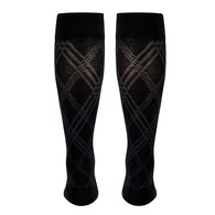 TOUCH 1064BL-L Ladies' Knee-High Compression Socks - Argyle - 15-20 mmHg - Black - LGE