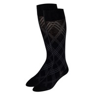 TOUCH 1064BL-M Ladies' Knee-High Compression Socks - Argyle - 15-20 mmHg - Black - MED