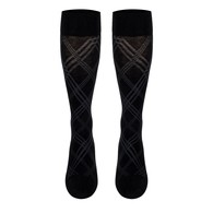 TOUCH 1064BL-S Ladies' Knee-High Compression Socks - Argyle - 15-20 mmHg - Black - SML