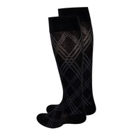 TOUCH 1064BL-S Ladies' Knee-High Compression Socks - Argyle - 15-20 mmHg - Black - SML