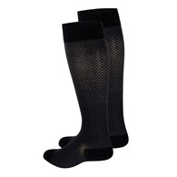TOUCH 1071BL-M Ladies' Knee-High Compression Socks - Herringbone - 20-30 mmHg - Black - MED