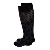 TOUCH 1074BL-L Ladies' Knee-High Compression Socks - Argyle - 20-30 mmHg - Black - LGE
