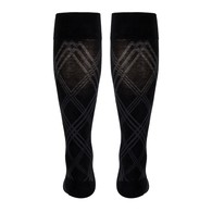 TOUCH 1074BL-S Ladies' Knee-High Compression Socks - Argyle - 20-30 mmHg - Black - SML