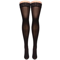 Truform 0264BL-L Sheer Thigh-High Stockings - 20-30 mmHg - Black - Large