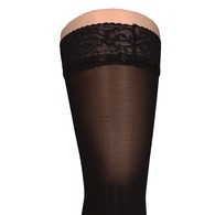 Truform 0264BL-L Sheer Thigh-High Stockings - 20-30 mmHg - Black - Large