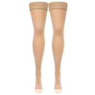 Truform 0362BG-L Opaque Thigh-High Stockings - Open Toe - 20-30 mmHg - Beige - Large