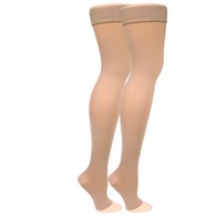 Truform 0362BG-M Opaque Thigh-High Stockings - Open Toe - 20-30 mmHg - Beige - Medium