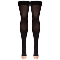 Truform 0362BL-L Opaque Thigh-High Stockings - Open Toe - 20-30 mmHg - Black - Large