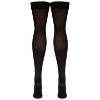 Truform 0362BL-L Opaque Thigh-High Stockings - Open Toe - 20-30 mmHg - Black - Large