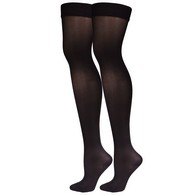 Truform 0364BL-L Opaque Thigh-High Stockings - Closed Toe - 20-30 mmHg - Black - Large