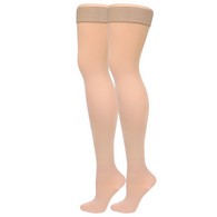 Truform 0374BG-L Opaque Thigh-High Stockings - Closed Toe - 15-20 mmHg - Beige - Large