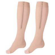 Truform 0675BG-XL Zipper Stockings - Open Toe - 15-20 mmHg - Beige - Extra Large