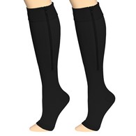 Truform 0675BL-2L Zipper Stockings - Open Toe - 15-20 mmHg - Black - 2XL