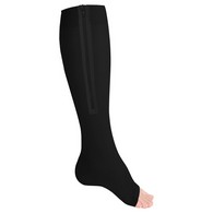 Truform 0675BL-L Zipper Stockings - Open Toe - 15-20 mmHg - Black - Large