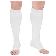 Truform 0808WH-L Knee-High Stockings - Open Toe - 18 mmHg - White - Large