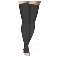 Truform 0810BL-L Thigh Length Stockings - Open Toe - 18 mmHg - Black - Large