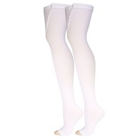 Truform 0810WH-M Thigh Length Stockings - Open Toe - 18 mmHg - White - Medium