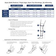 Truform 0848 Thigh-High Compression Stockings - Open Toe - Dot Top - 30-40 mmHg