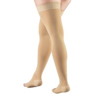 Truform 0848BG-S Thigh-High Stockings - Open Toe - Dot Top - 30-40 mmHg - Beige - Small