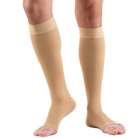Truform 0864 Knee-High Compression Stockings - Open Toe - Dot Top - 20-30 mmHg - Beige