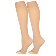 Truform 0864BG-3L Knee-High Stockings - Open Toe - Dot Top - 20-30 mmHg - Beige - 3XL