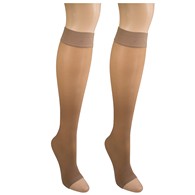 Truform 1762BG-M Sheer Knee-High Stockings - Open Toe - 8-15 mmHg - Beige - Medium