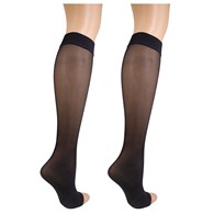 Truform 1762BL-L Sheer Knee-High Stockings - Open Toe - 8-15 mmHg - Black - Large