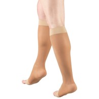 Truform 1772BG-L Sheer Knee-High Stockings - Open Toe - 15-20 mmHg - Beige - Large