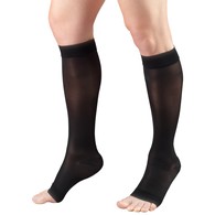 Truform 1772BL-L Sheer Knee-High Stockings - Open Toe - 15-20 mmHg - Black - Large