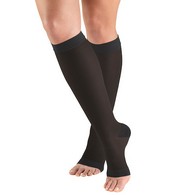 Truform 1772BL-L Sheer Knee-High Stockings - Open Toe - 15-20 mmHg - Black - Large